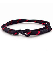 KIRMIZI SİYAH PARACORD METAL KANCALI SARMA ERKEK BİLEKLİK BT544