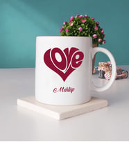 Sevgiliye Hediye Love Tasarımlı Sevgili Kupa Bardak ve Taş Bardak Altlığı Hediye Seti