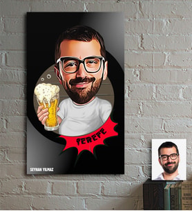 BK Gift Kişiye Özel Bay Şerefe Karikatür Ahşap Tablo - 1