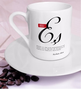 BK Gift Kişiye Özel Mânâ Eş Türk Kahvesi Fincanı (Beyaz)