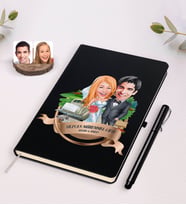 BK Gift Kişiye Özel Yılın En Mükemmel Çifti Karikatürlü Siyah Defter ve Kalem Hediye Seti-66