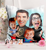BK Gift Kişiye Özel Aile Karikatürlü  Yastık  3