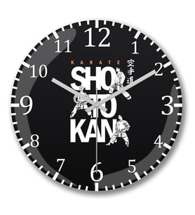 Karate Shotokan Duvar Saati Bombeli Gercek Cam