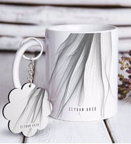 BK Gift Kişiye Özel İsimli Beyaz Kupa ve Anahtarlık Hediye Seti-31 (Model 1)