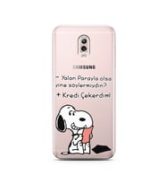 Snoopy Tasarımlı Süper Şeffaf Silikon Telefon Kılıfı Samsung C8 