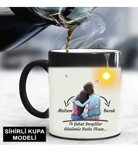 Sevgililer Günü Temalı Sihirli Kupa Bardak
