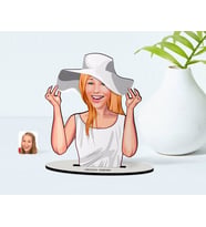 BK Gift Kişiye Özel Kadın Karikatürlü Ahşap Biblo Model-20 (Beyaz)