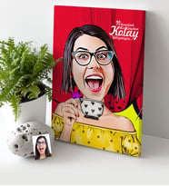 BK Gift Kişiye Özel Bayan Karikatür Kanvas Tablo 30x50cm 6