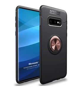 Microsonic Samsung Galaxy S10e Kılıf Kickstand Ring Holder Siyah Rose