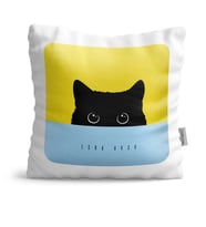 BK Gift Kişiye Özel Black Kitty Tasarımlı Beyaz  Yastık  1