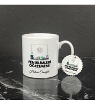 Fen Bilimleri Öğretmeni Kupa Bardak ve Anahtarlık Set 001