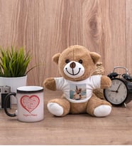 Sevgiliye Hediye Kalpli Sihirli Kupa Bardak ve Peluş Ayıcık