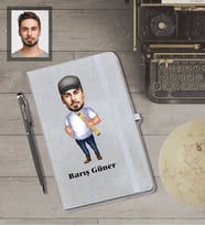 Kişiye Özel Mühendis Karikatürlü Gri Defter Kalem Hediye Seti  Bay-2