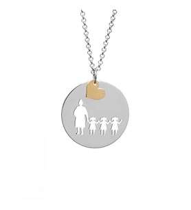 Aile Desenli Gümüş Kolye Özel Gün Hediyesi (Gold)