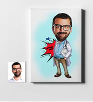 BK Gift Kişiye Özel Bay Başhekim Karikatür Kanvas Tablo 50x70cm 1