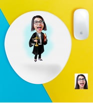 BK Gift Kişiye Özel Bayan Avukat Karikatürlü Bilek Destekli Mouse Pad-1 (Beyaz)