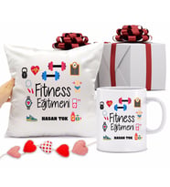 Fitness Eğitmeni Bardağı ve Yastığı Hediye Seti (Model 1)