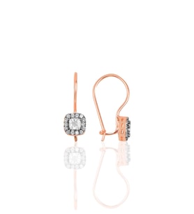 Söğütlü Silver Gümüş rose zirkon taşlı  çengelli kare küpe