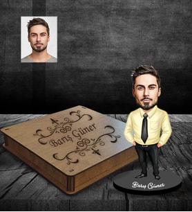 Kişiye Özel İş Adamı Karikatürlü Ahşap Biblo Kutulu Bay-23