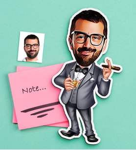 BK Gift Kişiye Özel Bay Patron Karikatürlü Ahşap Magnet-3 (Çok Renkli)