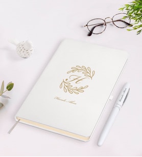 BK Gift Kişiye Özel Baş Harf İsim Tasarımlı Beyaz Defter Kalem Seti-7