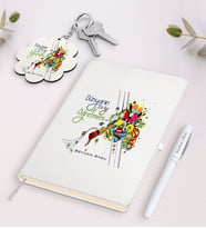 BK Gift Kişiye Özel Dünyanın En İyi Öğretmeni Beyaz Defter Kalem Ve Anahtarlık Hediye Seti-27 (Model 1)
