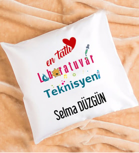 Mesajlı Laboratuvar Teknisyeni Tasarımlı Kişiye Özel Laboratuvar Teknisyeni Yastık