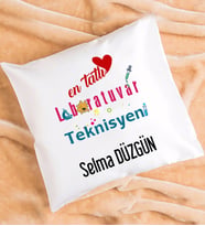 Mesajlı Laboratuvar Teknisyeni Tasarımlı Kişiye Özel Laboratuvar Teknisyeni Yastık