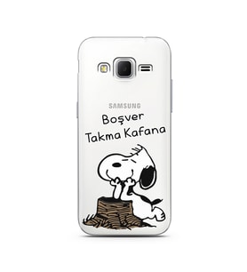 Snoopy Tasarımlı Süper Şeffaf Silikon Telefon Kılıfı Samsung Core Prime