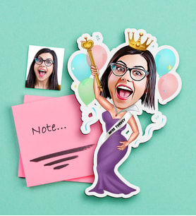 BK Gift Kişiye Özel Bayan Güzellik Kraliçesi Karikatürlü Ahşap Magnet (Çok Renkli)