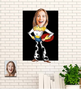 Kişiye Özel Kadın Kovboy Karikatür Ahşap Tablo