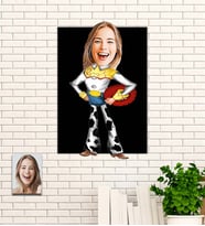 Kişiye Özel Kadın Kovboy Karikatür Ahşap Tablo