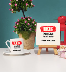 Hukuk Okuduğumu Söylemiş Miydim Hukukçu Hediye Türk Kahvesi Fincanı ve Dekoratif Taş Baskı Seti