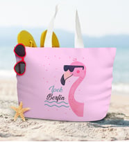 BK Gift Kişiye Özel İsimli Pudra Pembe Fermuarlı Plaj Çantası-1