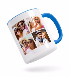BK Gift Kişiye Özel Kare 4 Fotoğraflı Mavi Kupa Bardak-2