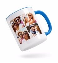 BK Gift Kişiye Özel Kare 4 Fotoğraflı Mavi Kupa Bardak-2
