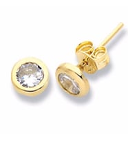 Küpe Tek Taş Oval 0,95 Gram 14 Ayar Altın
