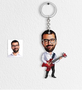 BK Gift Kişiye Özel Bay Gitarist Karikatür Anahtarlık  2