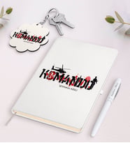 BK Gift Kişiye Özel Komando Beyaz Defter Kalem ve Anahtarlık Hediye Seti (Model 1)