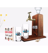 BK Gift Kişiye Özel Renkli Baskılı Kaptan Tasarımlı İkili Rakı Bardağı Ahşap Rakı Standı ve Cep Kitabı Hediye Seti-8 (Model 1)