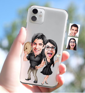 BK Gift Kişiye Özel Sevgililer Karikatürlü iPhone 11 İnce Şeffaf Silikon Telefon Kapağı-18 (Beyaz)