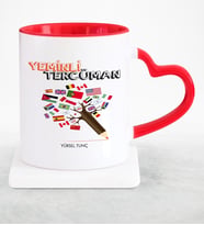 BK Gift Kişiye Özel Mesleki Yeminli Tercüman Kırmızı Kalpli Kupa Bardak