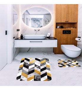 Banyo Halısı Ikili Klozet Takımı Kaymaz Tabanlı Banyo Paspas Takımı