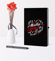 BK Gift Kişiye Özel Yılbaşı Mutlu Yıllar Temalı Siyah Defter Kalem Seti - 4
