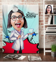BK Gift Kişiye Özel Bayan Diş Hekimi Karikatür Kanvas Tablo 70x100cm 2