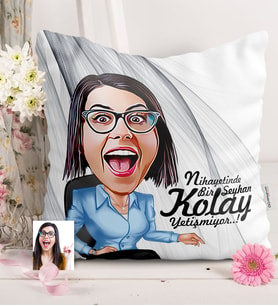 BK Gift Kişiye Özel Kolay Yetişmiyor Karikatür  Yastık  5