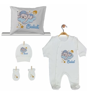Pia Baby GL 2001 İsme Özel Ayıcıklı Yastık Tulum Set