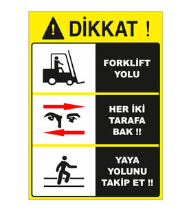 MIGNATIS - Dikkat Forklift Yolu Levhası - Sac Malzeme 50x70cm