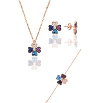 Söğütlü Silver Gümüş rose mineli yonca modeli üçlü set