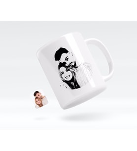 BK Gift Kişiye Özel Sevgililer Silüet Beyaz Kupa Bardak-1